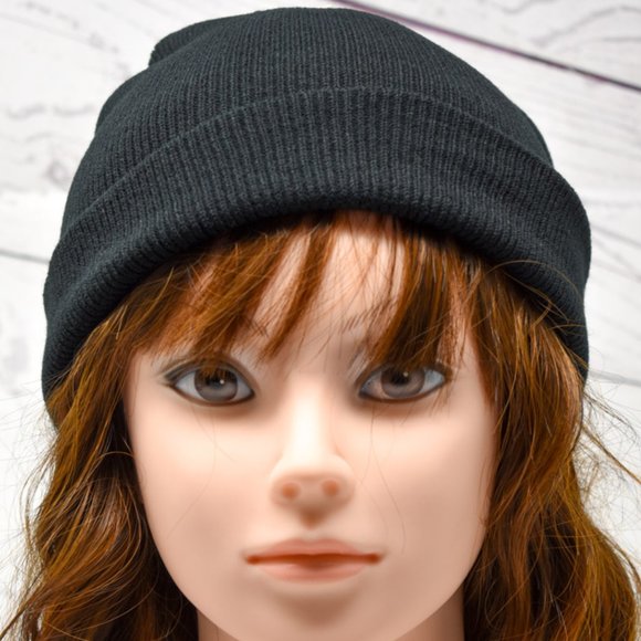 Unisex Plain Black Beanie Winter Cap Hat - Picture 5 of 6